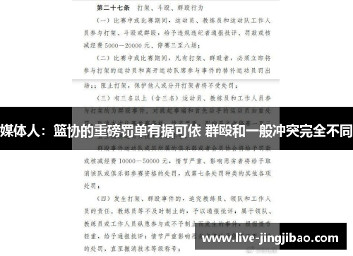 媒体人：篮协的重磅罚单有据可依 群殴和一般冲突完全不同